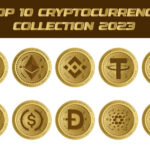 Top 10 cryptocurrency collection for 2023. Crypto logo coin set vector